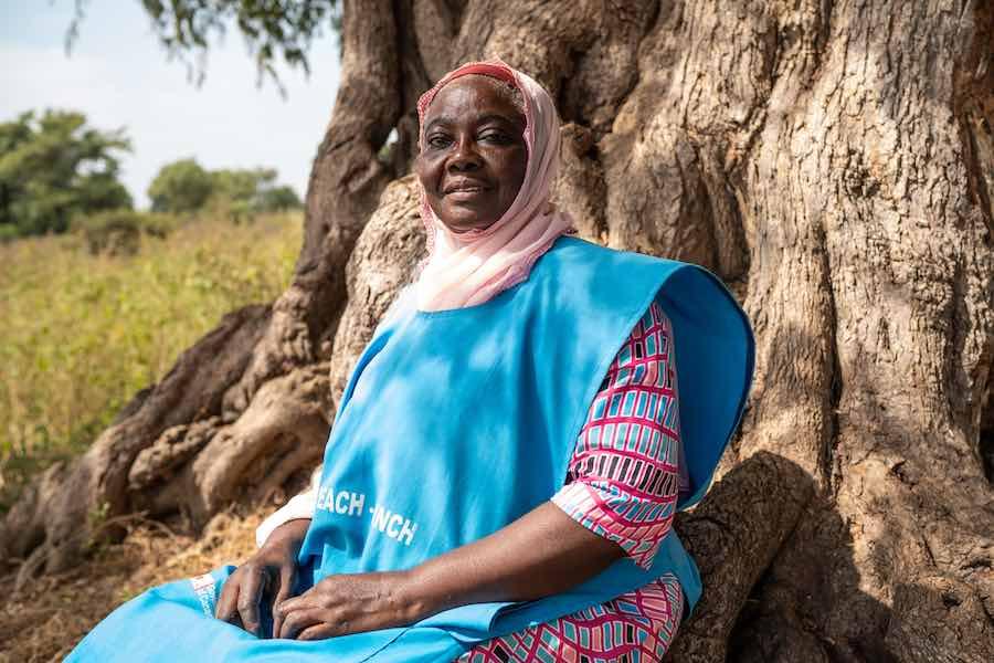Team leader Hajiya Marufat Yusuf stands for a portrait after finishing a day working with her team at a UNICEF-supported mobile MCH clinic in Kadaura settlement, Niger State, Monday, Nov 19, 2018. Hajiya is a nurse, a midwife, and the leader of her team. 