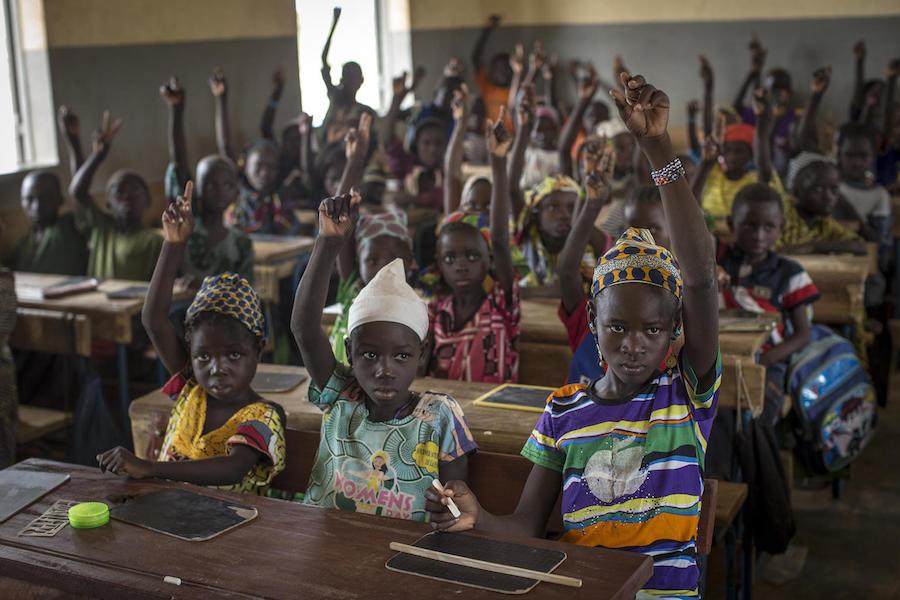 Students at a primary school in Nianabougou in the Sikasso region of Mali.