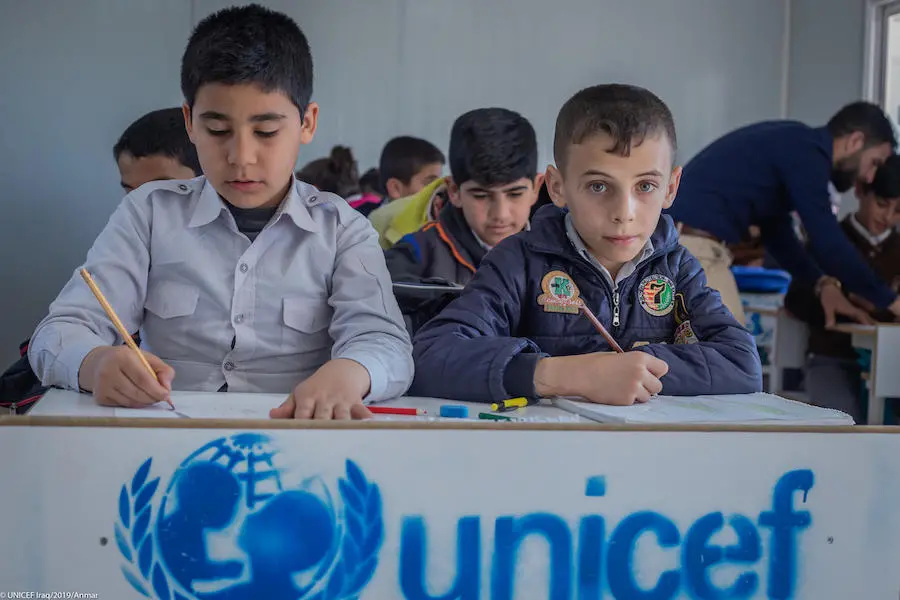 With support from the Bureau of Population, Refugees & Migration, UNICEF built the Keshti School in Erbil, Iraq, where Syrian students outnumber Iraqi students. With support from the Bureau of Population, Refugees & Migration, UNICEF built the Keshti School in Erbil, Iraq, where Syrian students outnumber Iraqi students.