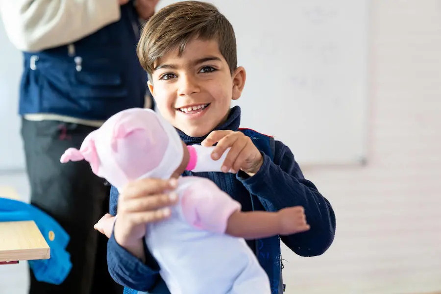 Mohammad, 6, loves going to his new kindergarten class, built and equipped by UNICEF in Jordan's Za'atari Refugee Camp in 2019. Mohammad, 6, loves going to his new kindergarten class, built and equipped by UNICEF in Jordan's Za'atari Refugee Camp in 2019.