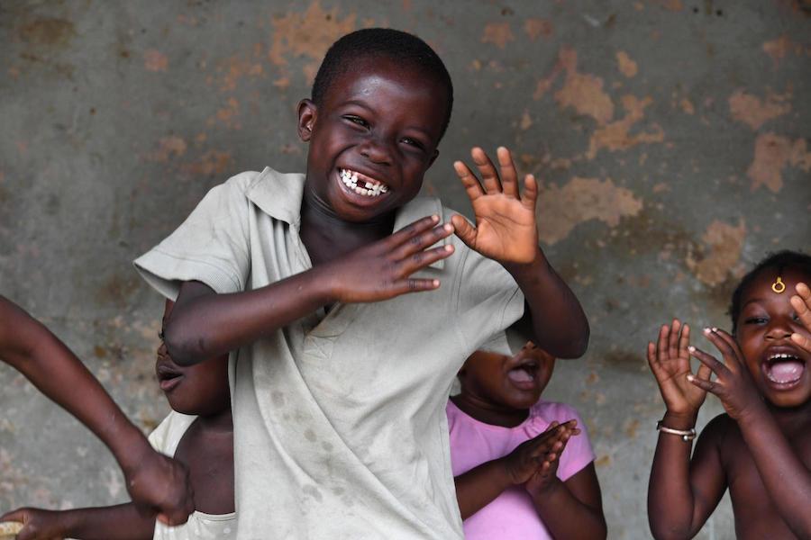 Children having fun in the streets of Adjamé, a suburb of Abidjan, the capital of Côte d'Ivoire, in 2019. 