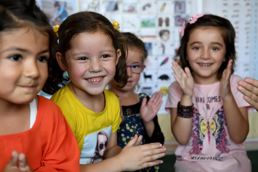 Primary students at UNICEF-supported Turgani High School in Faizabad, the largest city of Badakhshan, a northern province of Afghanistan. Primary students at UNICEF-supported Turgani High School in Faizabad, the largest city of Badakhshan, a northern province of Afghanistan.