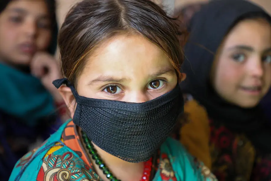 Girl with Face Mask