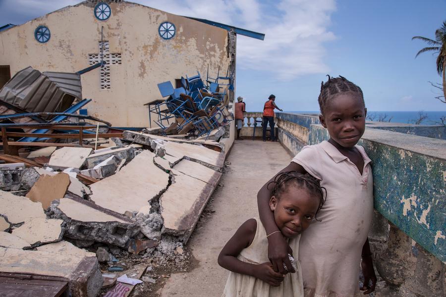  Haiti 2016: Children play at the Chretienne Nan Lindy church in Jeremie, Haiti. Some 300 people sought temporary shelter at the church after their homes were destroyed by Hurricane Matthew.