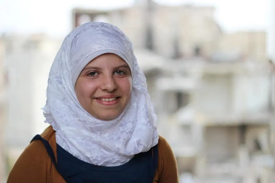 Twelve-year-old Saja in Aleppo, Syria in 2016. Twelve-year-old Saja in Aleppo, Syria in 2016.