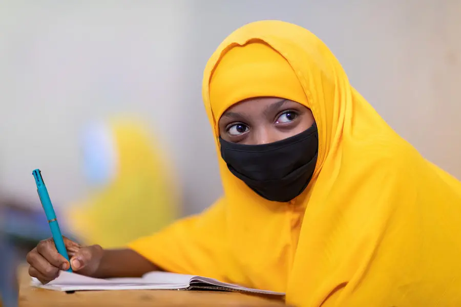Sumaya, 14, is happy to be back in school after an 8-month-long shutdown due to COVID-19. Sumaya, 14, is happy to be back in school after an 8-month-long shutdown due to COVID-19.