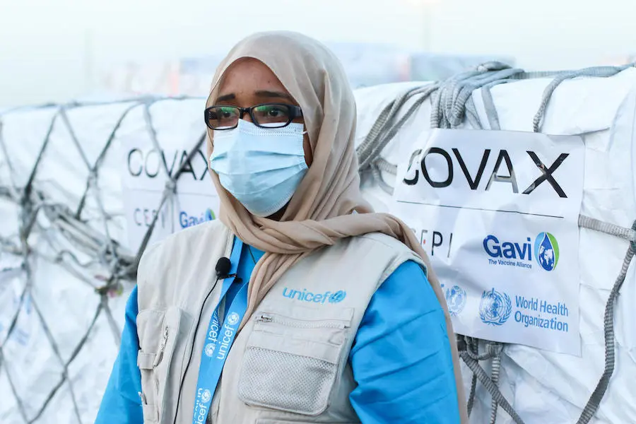 UNICEF Sudan Supply and Logistics Officer Amna Osman at Khartoum International Airport on March 3, 2021. UNICEF Sudan Supply and Logistics Officer Amna Osman at Khartoum International Airport on March 3, 2021.
