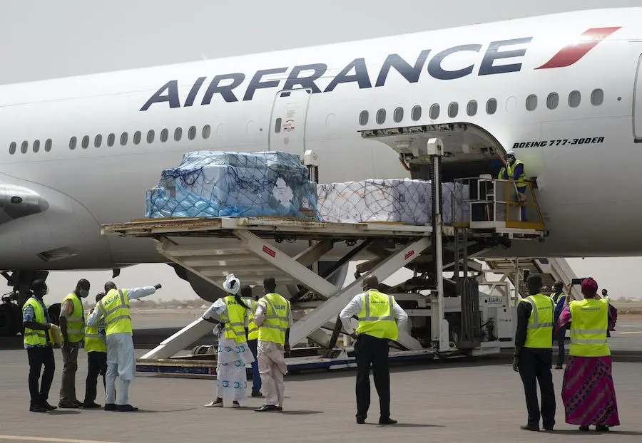 Mali's first batch of COVID-19 vaccines, procured by UNICEF through the COVAX Facility, arrives at Keita International Airport in Bamako on March 5, 2021. Mali's first batch of COVID-19 vaccines, procured by UNICEF through the COVAX Facility, arrives at Keita International Airport in Bamako on March 5, 2021.