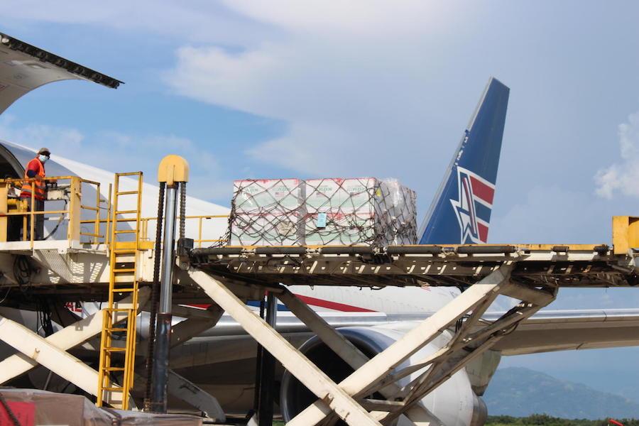Arrival of 1.5 million doses of COVID-19 vaccines donated by United States Government to Honduras via COVAX’s dose-sharing mechanism on June 27, 2021 in Armando Escalón Espinal Air Base, San Pedro Sula Airport, Honduras.