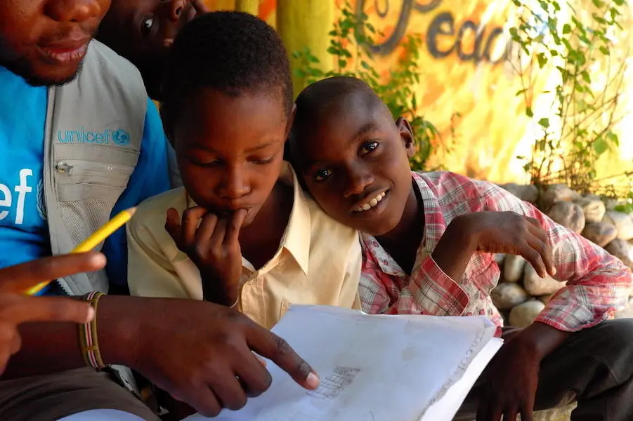 In Les Cayes, Haiti, children are benefitting from psychosocial and educational activities at this center supported by UNICEF and IDEJEN in the aftermath of the August 14, 2021 earthquake. In Les Cayes, Haiti, children are benefitting from psychosocial and educational activities at this center supported by UNICEF and IDEJEN in the aftermath of the August 14, 2021 earthquake.