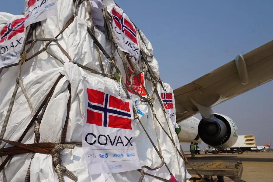 On September 17, 2021, 124,500 AstraZeneca COVID-19 vaccine doses donated by Norway through the COVAX Facility arrive at the airport in Lusaka, Zambia. On September 17, 2021, 124,500 AstraZeneca COVID-19 vaccine doses donated by Norway through the COVAX Facility arrive at the airport in Lusaka, Zambia.