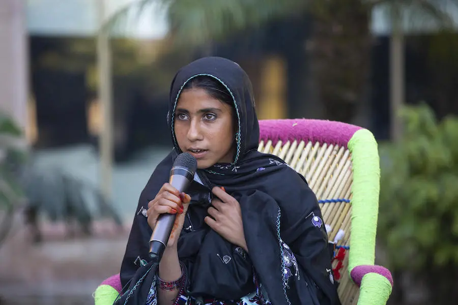 Shahnaz, 14, of Quetta, Balochistan, Pakistan, has received support from UNICEF to continue her education. Shahnaz, 14, of Quetta, Balochistan, Pakistan, has received support from UNICEF to continue her education.