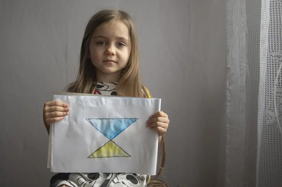 The outbreak of the war forced 5-year-old Katya, her mother, grandmother and older sister to flee their hometown of Zaporizhzhia in southeastern Ukraine. The outbreak of the war forced 5-year-old Katya, her mother, grandmother and older sister to flee their hometown of Zaporizhzhia in southeastern Ukraine.