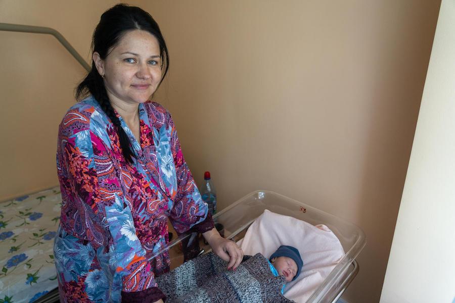 Yulia, 35, gave birth to her infant daughter one month early amid air raids in Sumy, northeastern Ukraine. 