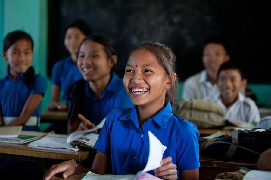Anamika,10, enjoys classes at Golachhari Government Primary School in Golachhari village, Rangamati — part of UNICEF's 'Child-Friendly Schools' program in Bangladesh supported by The George Harrison Fund for UNICEF. Anamika,10, enjoys classes at Golachhari Government Primary School in Golachhari village, Rangamati — part of UNICEF's 'Child-Friendly Schools' program in Bangladesh supported by The George Harrison Fund for UNICEF.