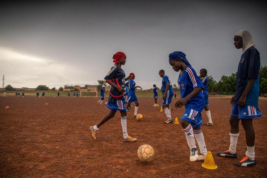 A UNICEF-supported program linking soccer and academics keeps girls in school in Niamey, Niger. Niger has the highest rate of child marriage in the world.
