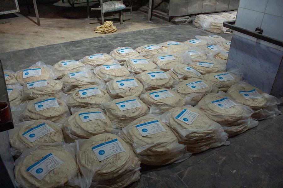 On 2 April 2020 in Aleppo, Syrian Arab Republic, bread bags labeled with UNICEF messages raising awareness on issues around the 2019 novel coronavirus.