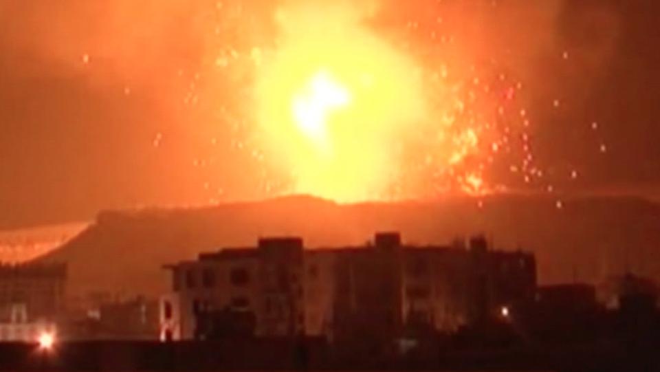 Airstrikes over the Yemen capital of Sana'a.