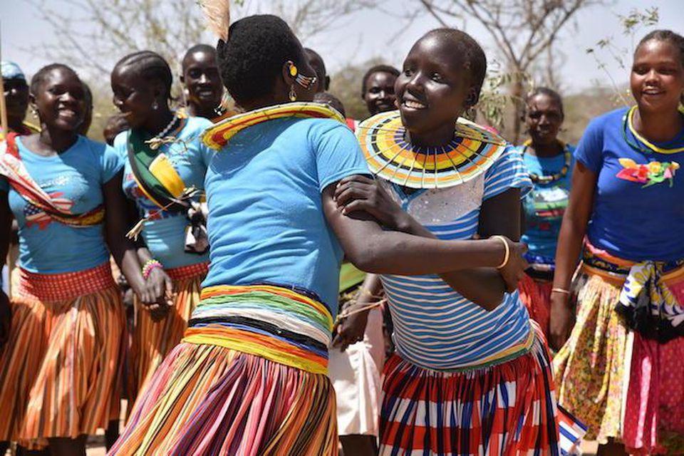 Adolescent girls and women from Uganda's Amudat District celebrate an FGM-free community after their village made a public declaration against Female Genital Mutilation (FGM).
