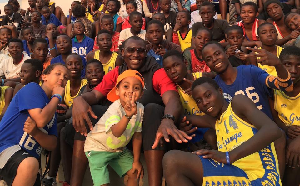 Pro basketball player and UNICEF Supporter Bismack Biyombo back home in the Democratic Republic of Congo.