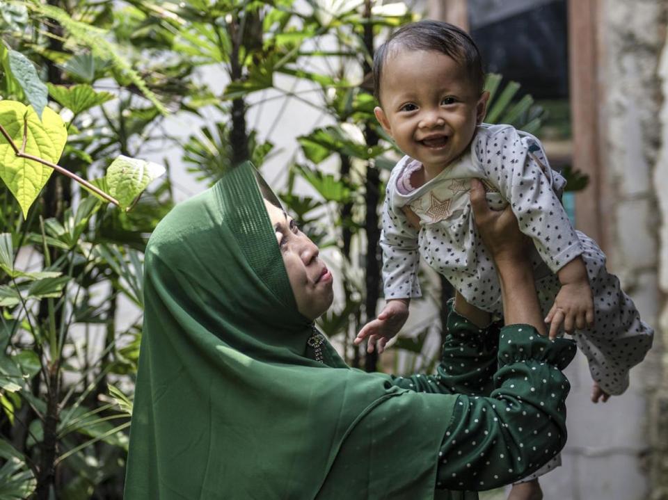 After eight weeks of treatment with locally produced Ready-to-Use Therapeutic Food, little Adifa was no longer severely malnourished in West Java Province, Indonesia. 