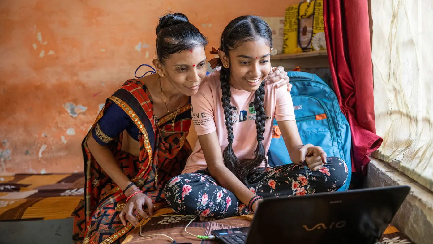 Harshita (14 years) undertakes the Passport To Earning (P2E) program at home and school.