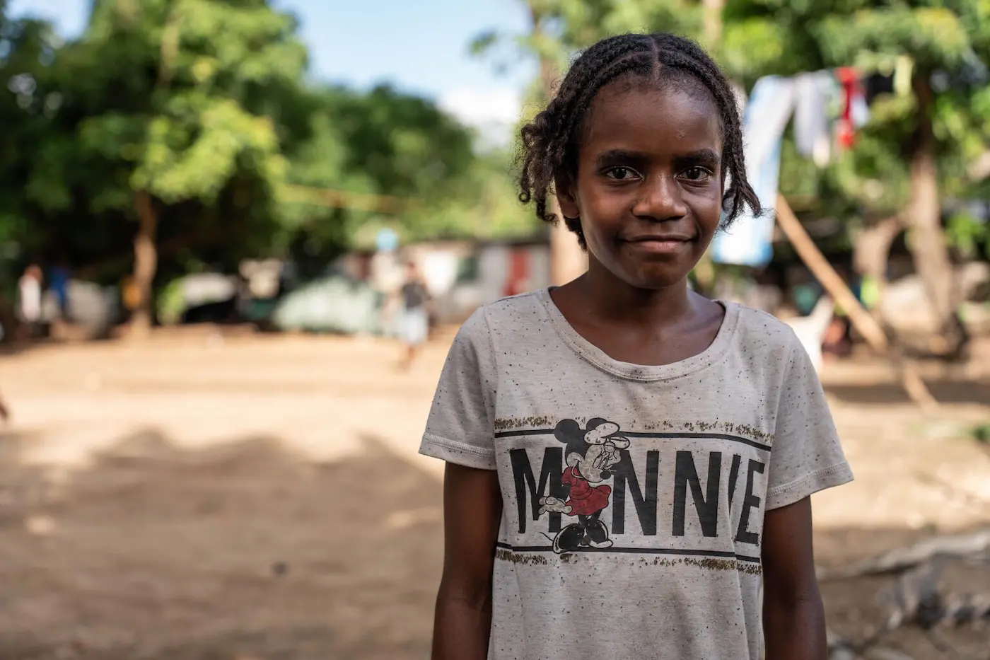 A child in Vanuatu following a devastating earthquake