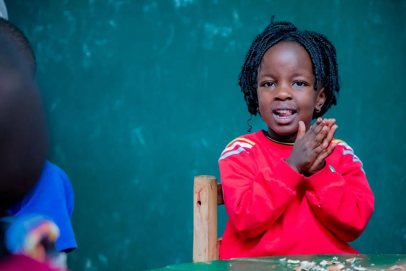 A girl at the Madjengo Early Childhood Development Center in Rubavu District, Rwanda