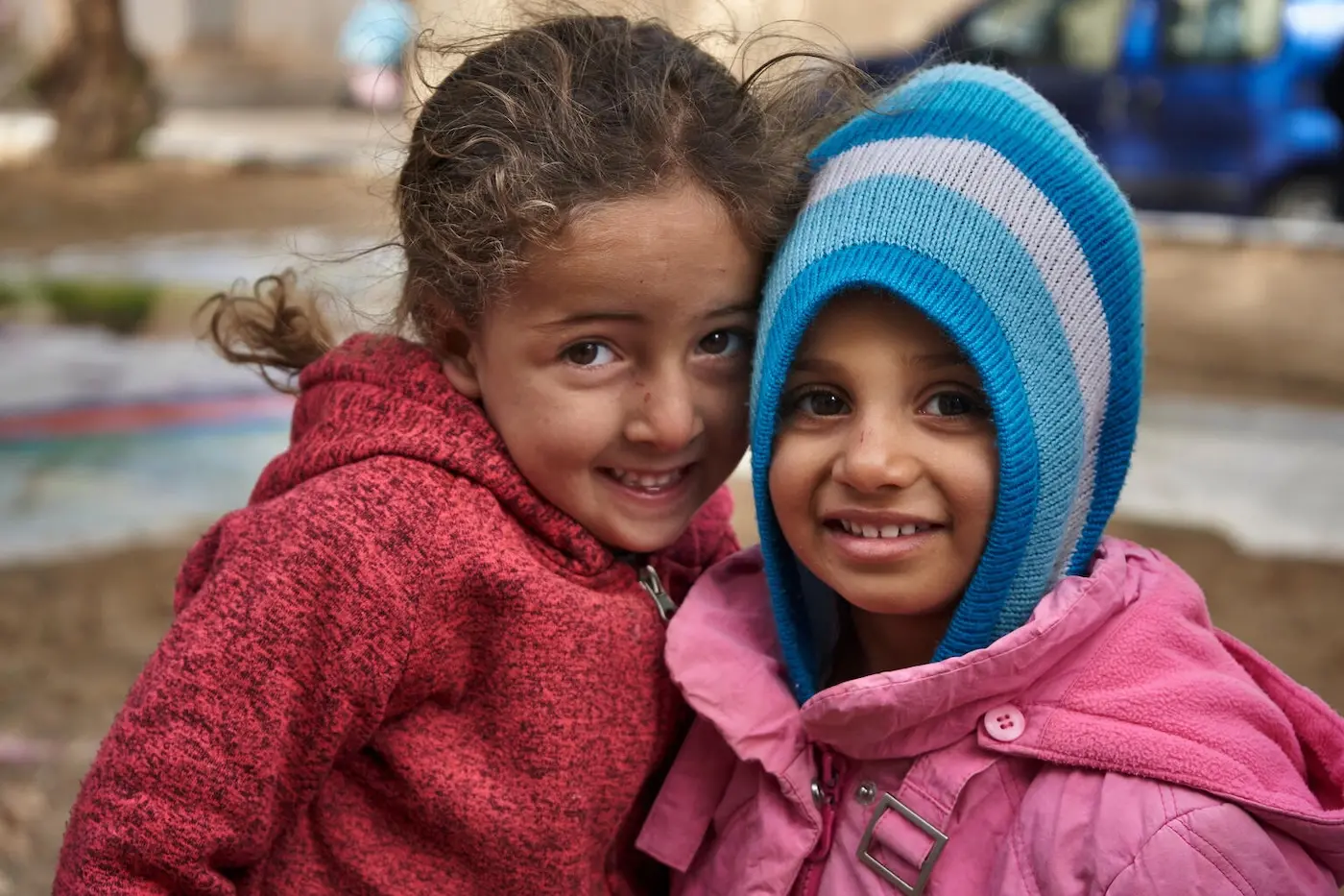 Children in Tunisia take part in a graffiti activity organized by UNICEF and partners.