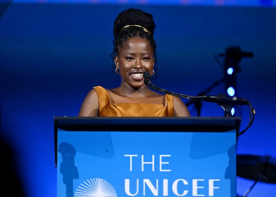 UNICEF Ambassador Amanda Gorman speaks onstage during the 2025 UNICEF Gala.