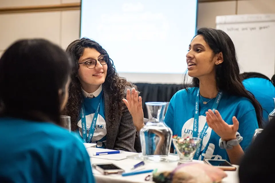 UNICEF Youth Council members in conversation.
