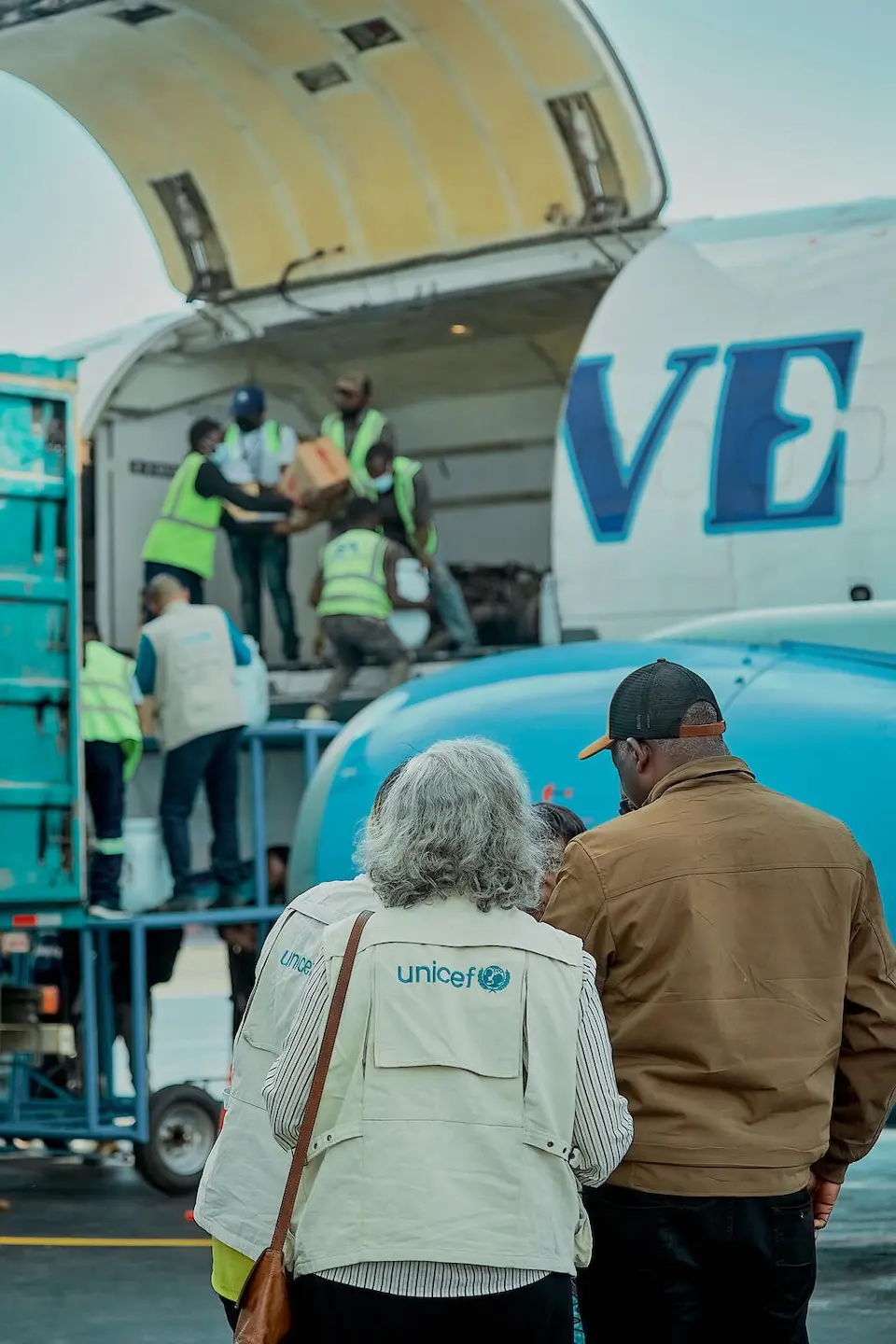 UNICEF supplies are unloaded in Bunia, DR Congo, to assist Ebola outbreak response.