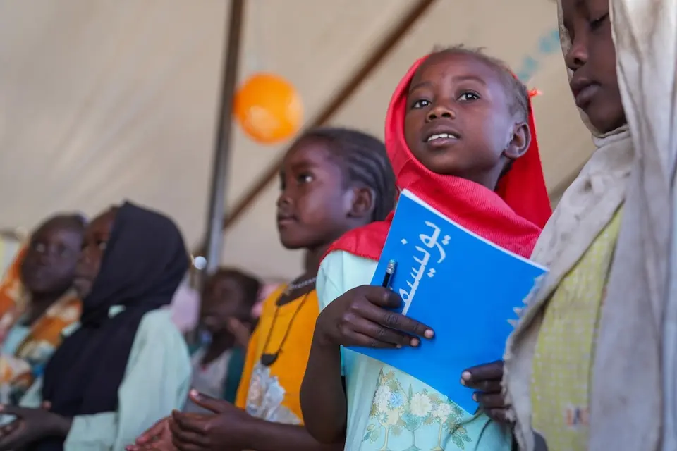 Children inside a safe learning space in Tawila, North Darfur, Sudan.