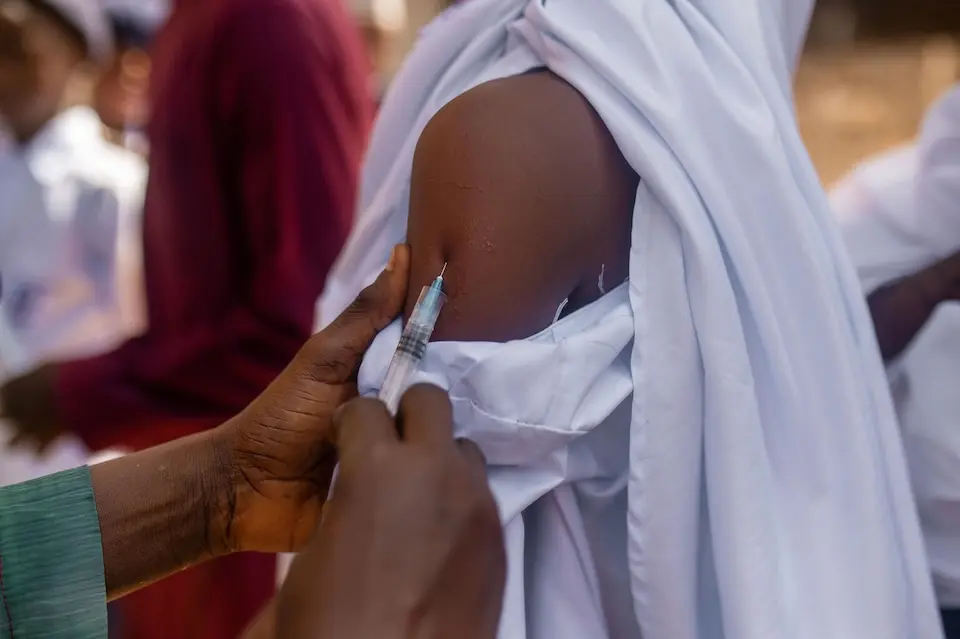 A child is vaccinated in Kano State, Nigeria on Oct. 8, 2025.