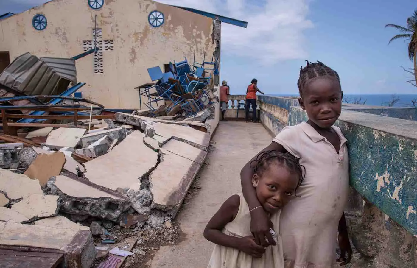 After their homes were damaged or destroyed by Hurricane Matthew, some 300 people sought shelter in a church in Jérémie. 
