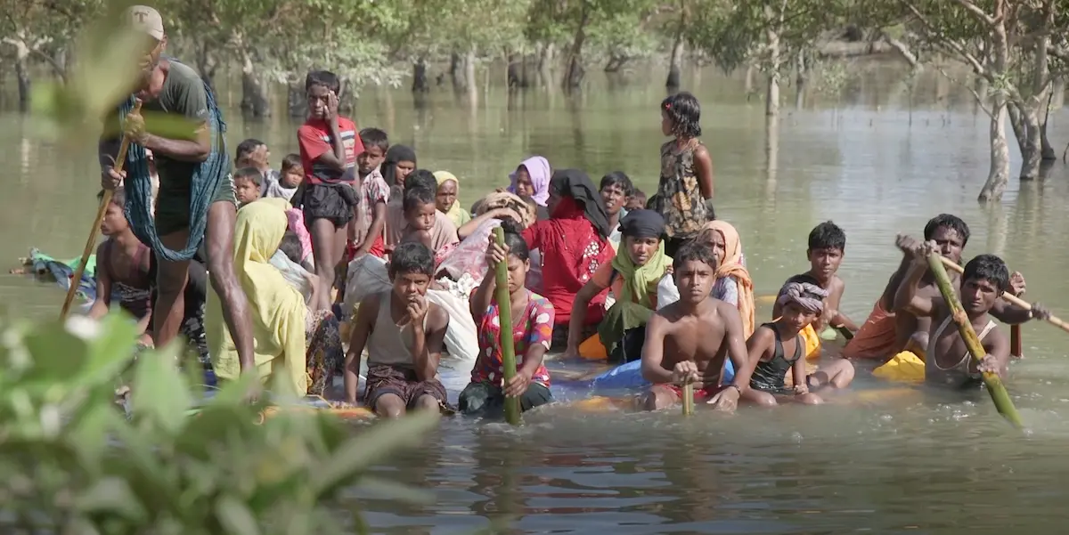 Children on a Raft in Water