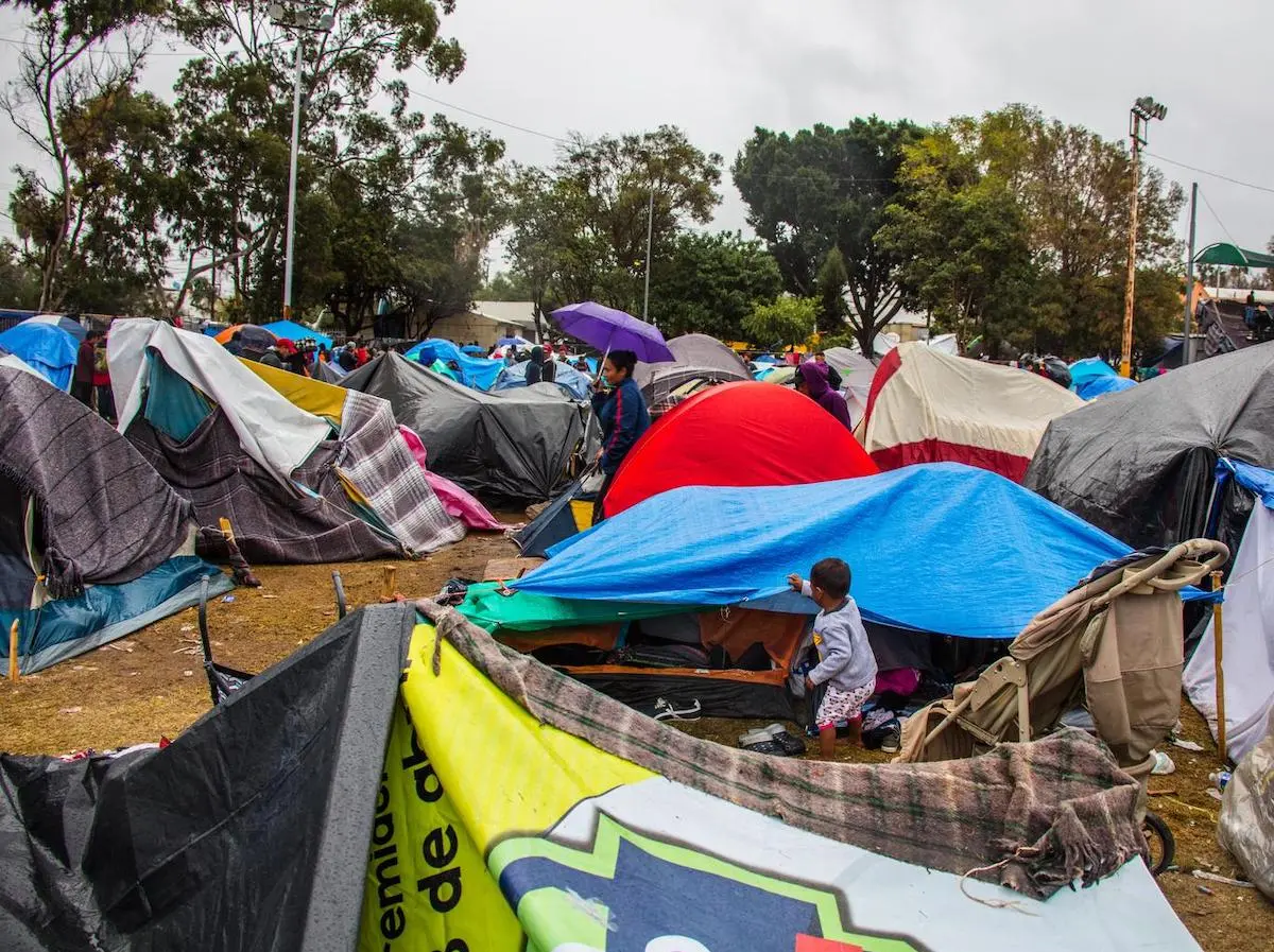 Families migrating from Central America to the U.S. set up makeshift camps in Tijuana, Mexico. 
