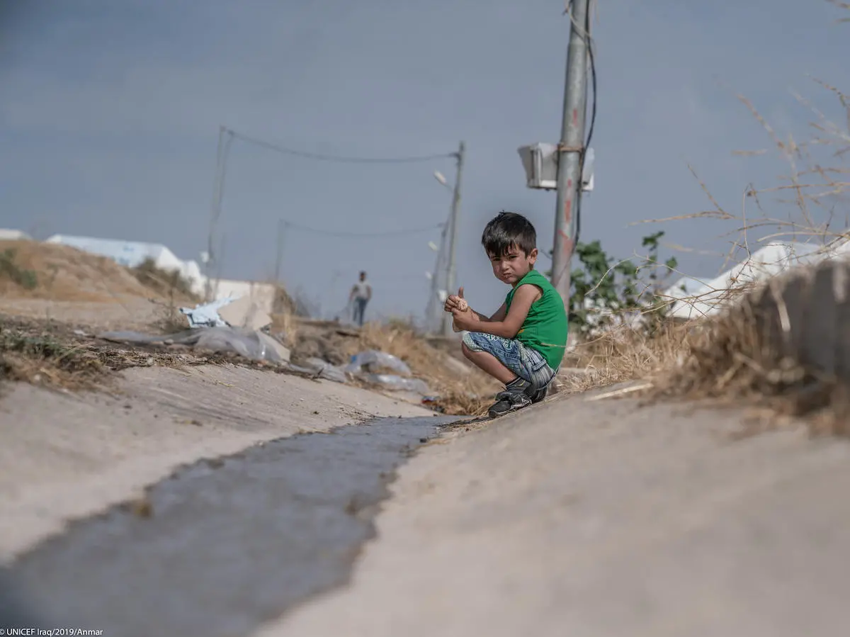 On October 21, 2019, 6-year-old Ahmed, who comes from Hassakeh in northeastern Syria, plays in the Barderash camp in Akre, Iraq.