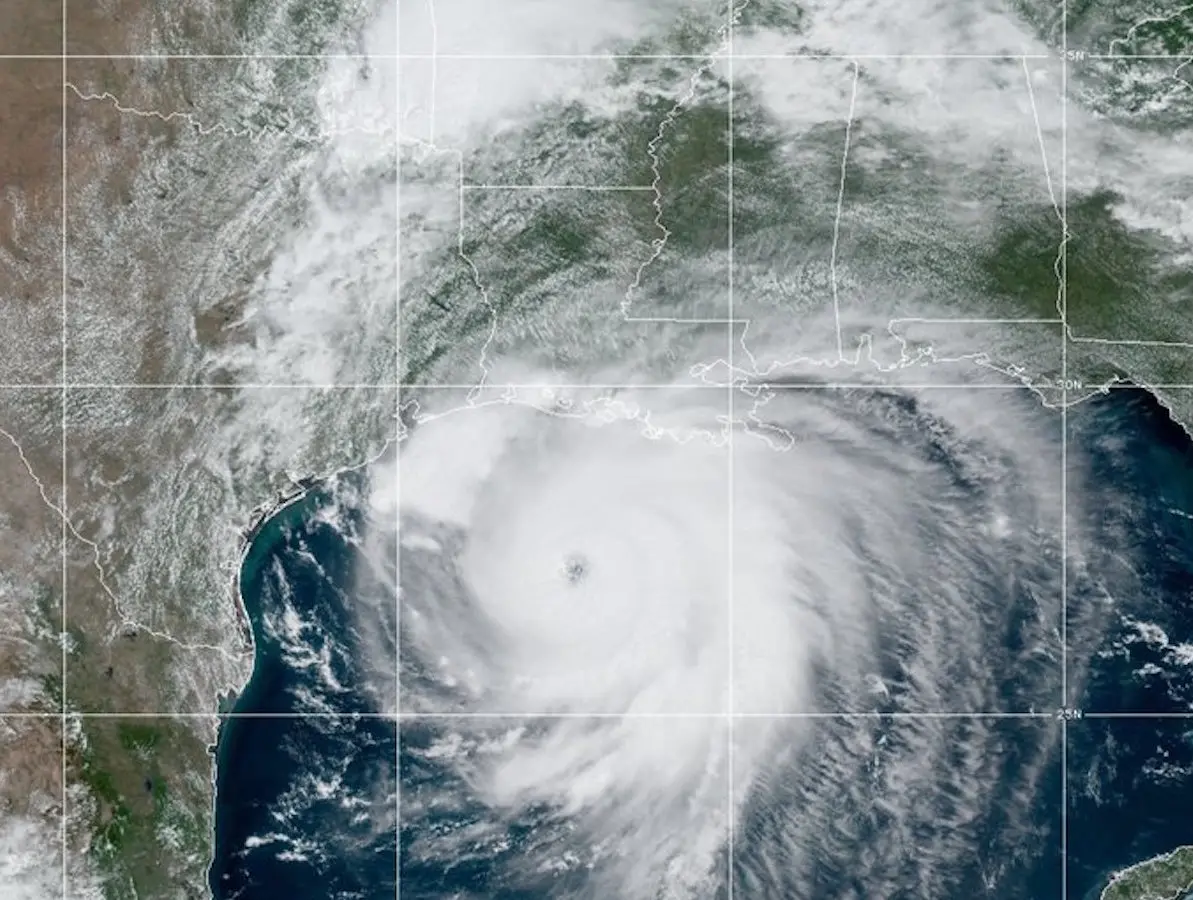 An image from the National Hurricane Center at NOAA showed Hurricane Laura approaching the Gulf Coast on Wednesday, August 26, 2020.
