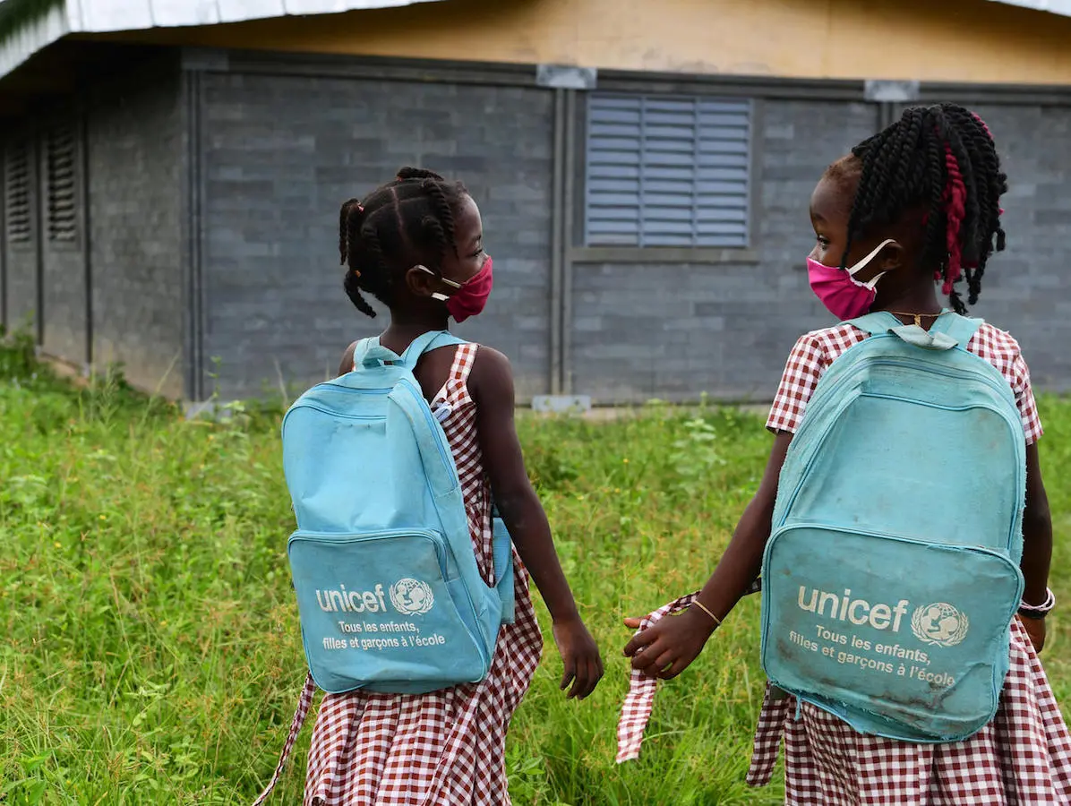 Girls on the playground of their school in Toumodi-Sakassou, in central Côte d'Ivoire.  