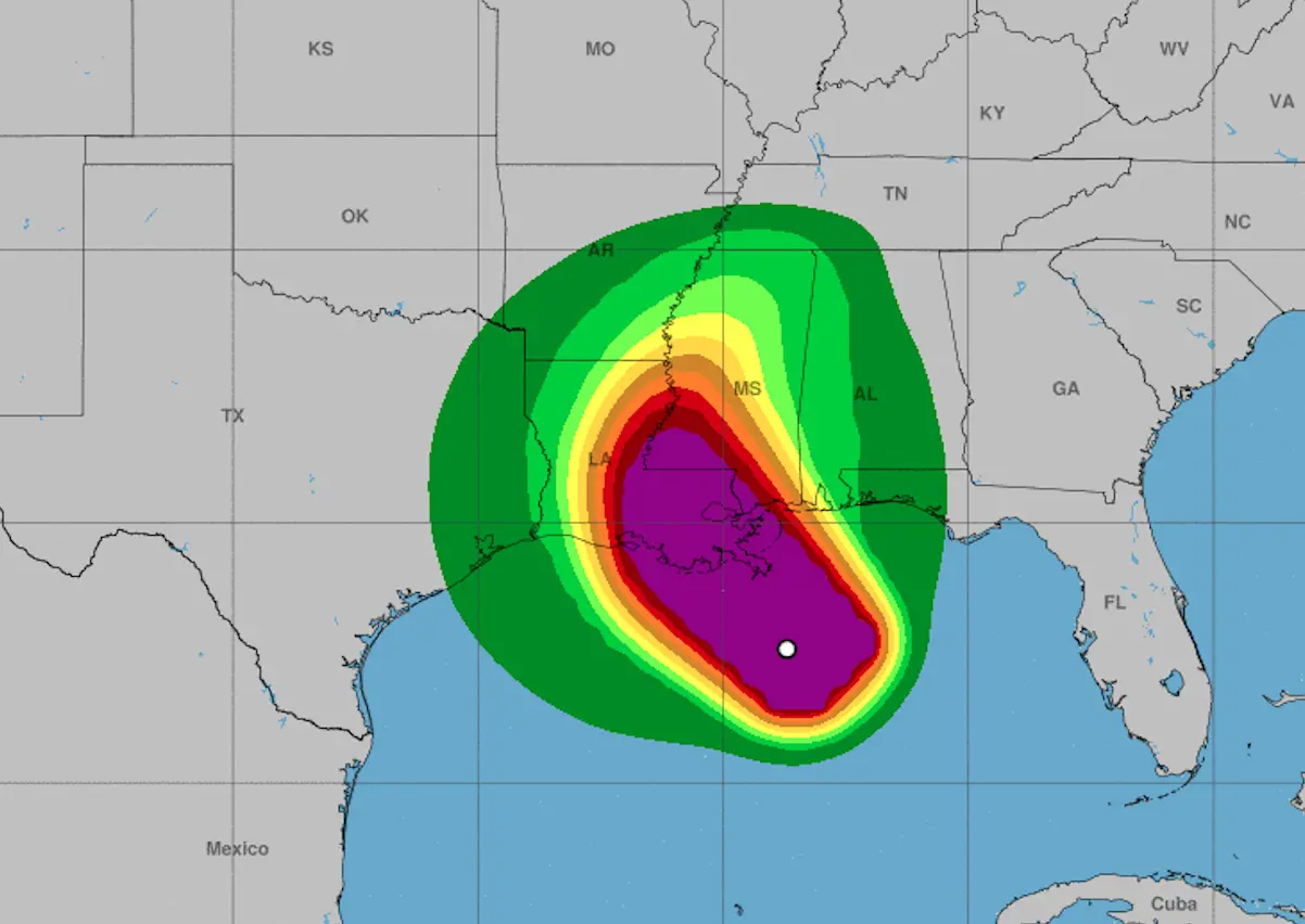 Hurricane Ida nears Lousiana coast on August 29, 2021. 