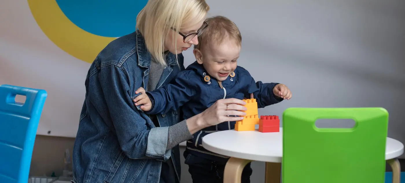 18-month-old Sashko plays with his mother, Kateryna, 27, at a UNICEF-supported health center in western Ukraine.