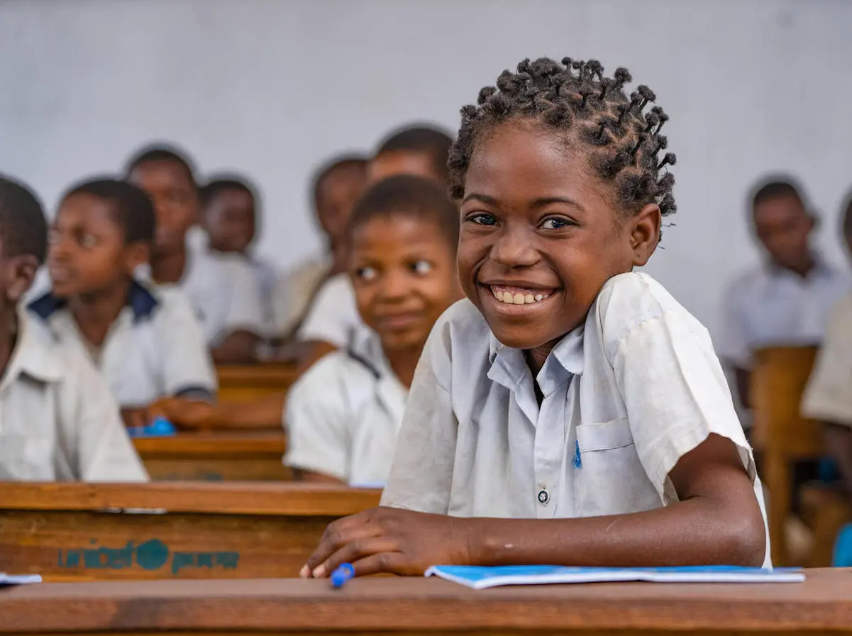 Petronie, 11, is a fourth-grade student at Lunyenga Primary School in Tshingana, a village in the Kasai-Oriental province of DR Congo. 