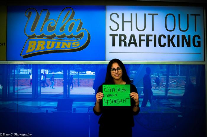 Esha Jalota standing up to Shut Out Trafficking #ShutOutHT. Photo Credit: Mary C. 