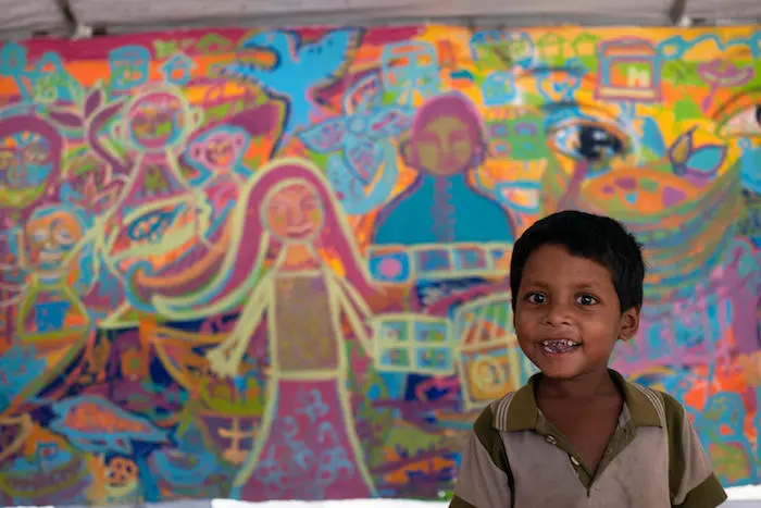 unicef, rohingya, bangladesh, art therapy, child refugees, artolution, murals