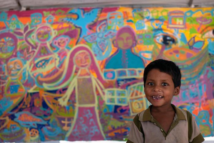 unicef, rohingya, bangladesh, art therapy, child refugees, artolution, murals
