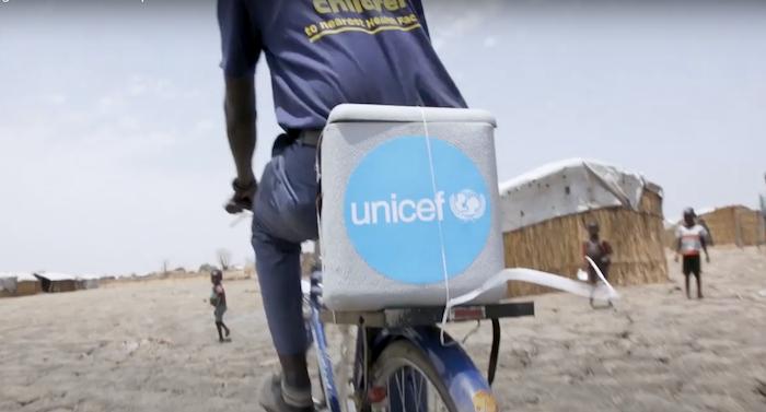 Vaccine delivery by bicycle in South Sudan.