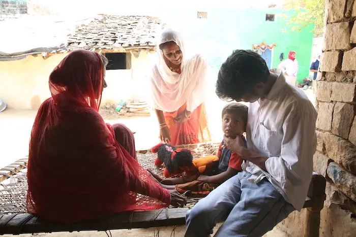 A family at home in Uttar Pradesh, India, where UNICEF and partners have found innovative new ways to provide guidance on supporting early child development. A family at home in Uttar Pradesh, India, where UNICEF and partners have found innovative new ways to provide guidance on supporting early child development.