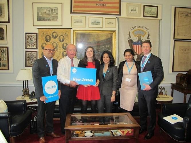 UNICEF USA advocates met with Rep. Rodney Frelinghuysen (second from left), chairman of the appropriations committee, in April 2017 to discuss working together for the world's most vulnerable children.