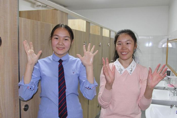 UNICEF-supported secondary school students in Mongolia enjoy new indoor sanitation and hygiene facilities at their school.